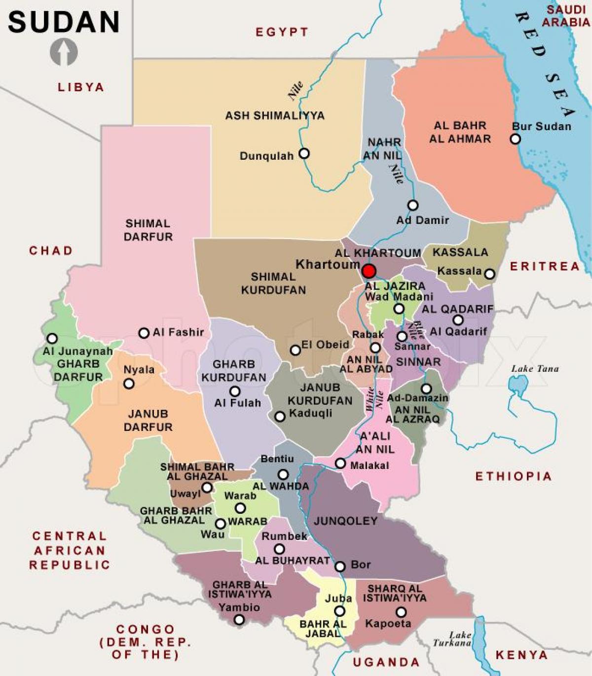 რუკა სუდანი რეგიონებში