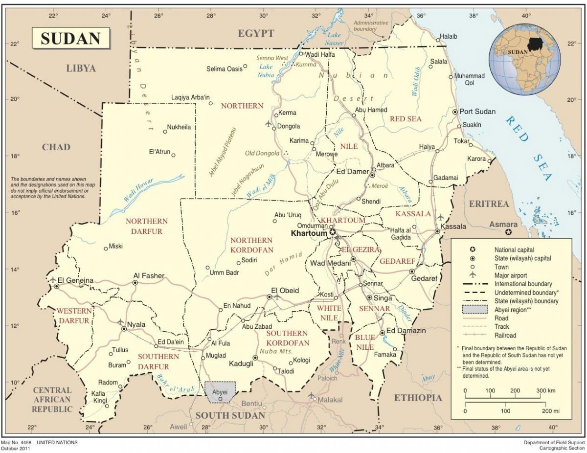 რუკა სუდანი შტატები